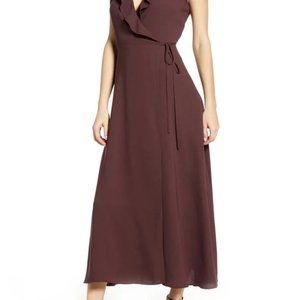 Leith Flounce Neck Wrap Style Dress